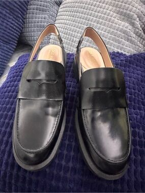 Cole Haan WoMen’s Black Leather Slingback Loafers size 36 1/2B